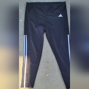 adidas Womens Sz XL Aeroready 7/8 Length 3 Stripes Training Tights Black